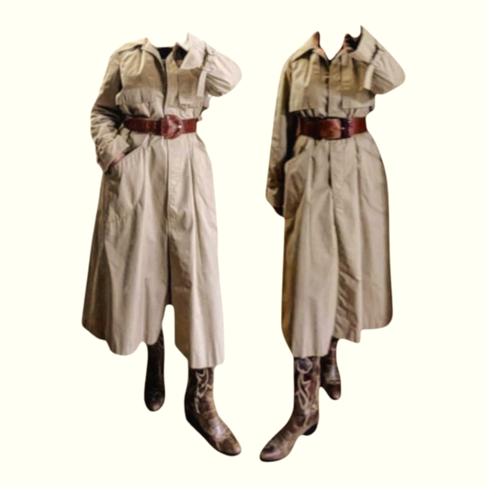 Vintage Trench Coat Fox Run By Little Foxes Int'l Yugoslavia Silk Lined Tan Sz 7